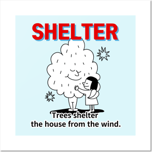 shelter ,Trees shelter  the house from the wind. Posters and Art